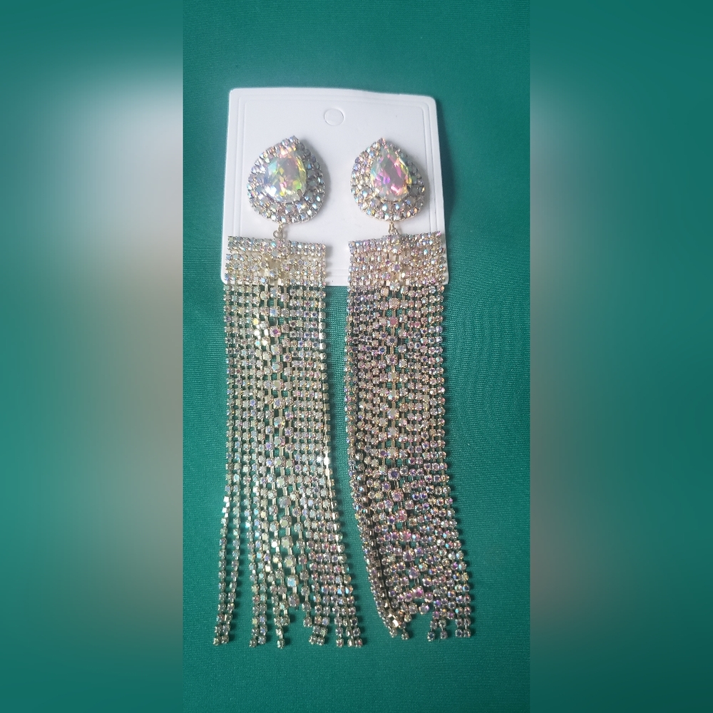 Gold AB Chandelier Earrings
